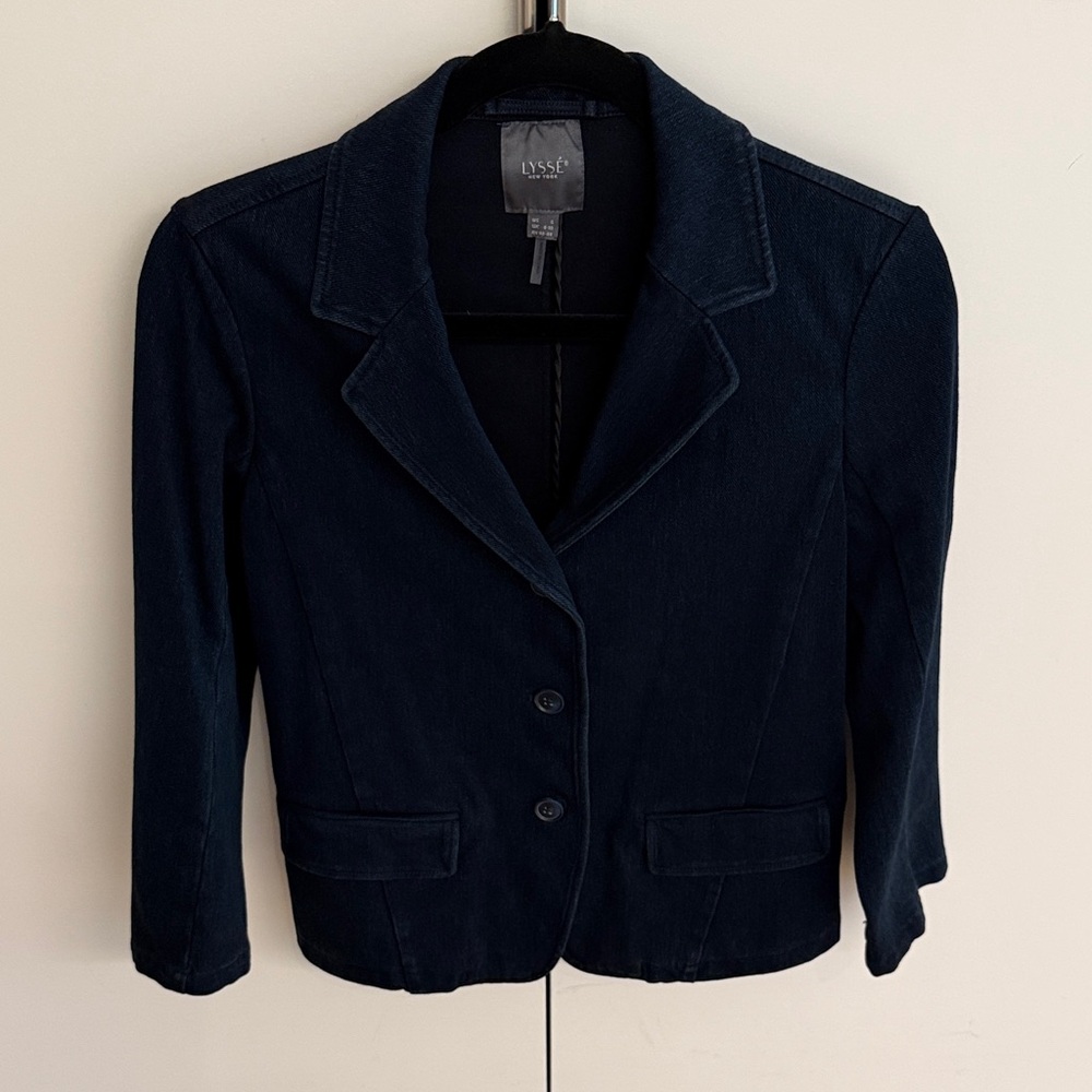 Lysse Dark Blue Jean Stretchy Women's Blazer